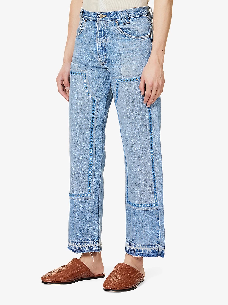 Double-knee mirror-embellished jeans - 3