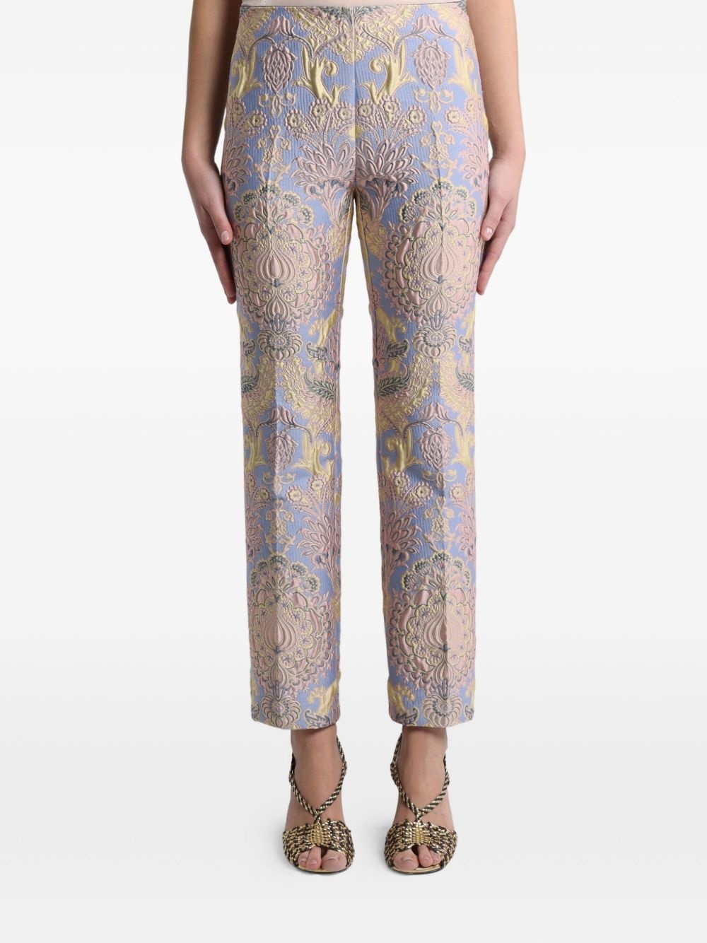 floral-jacquard trousers - 2