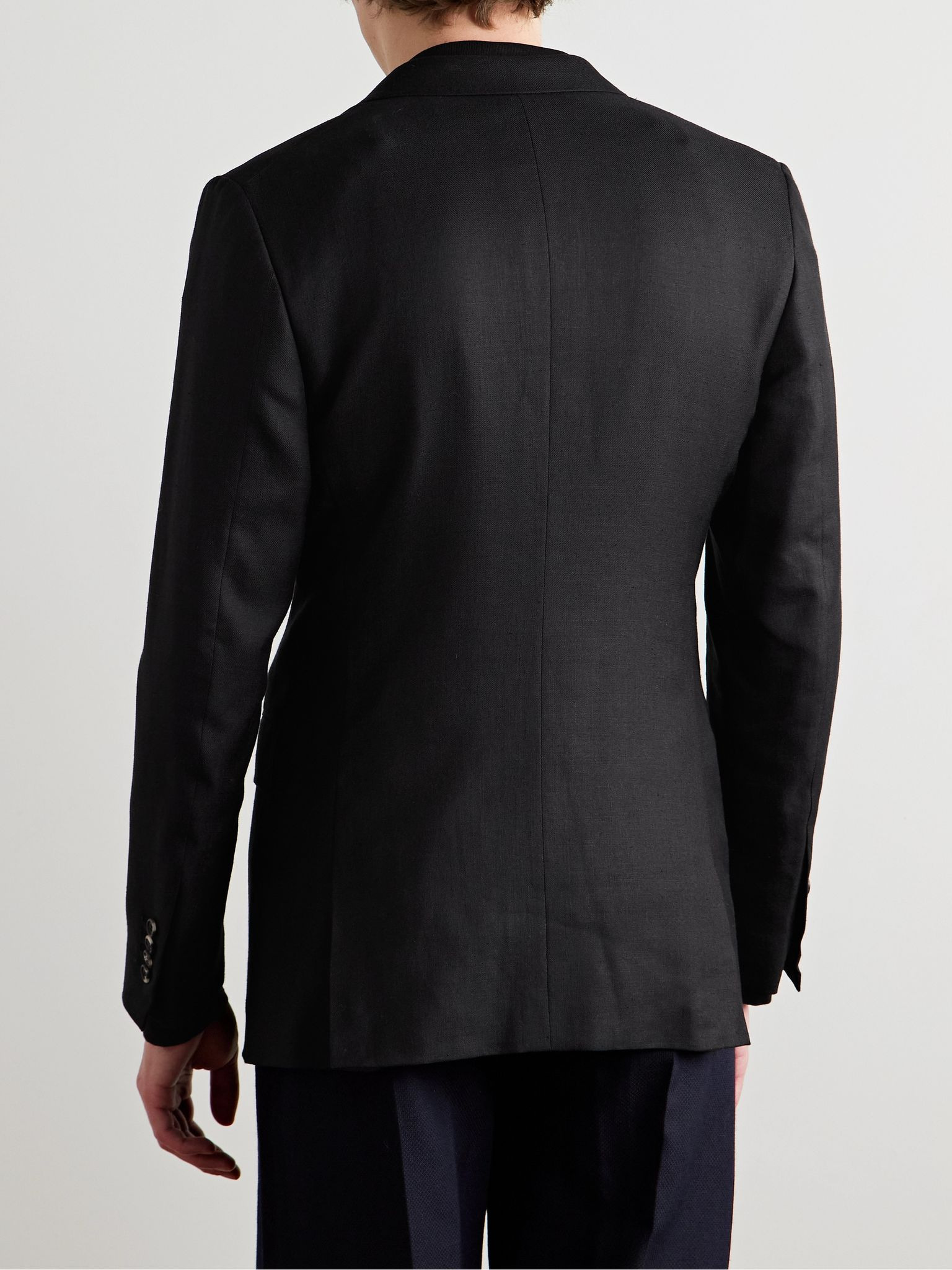 Irving Slim-Fit Unstructured Wool, Silk and Linen-Blend Twill Suit Jacket Black - 3