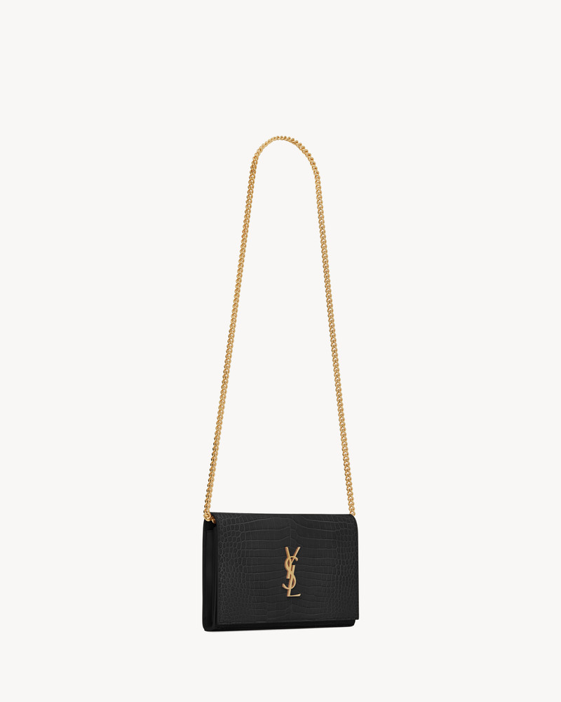 CASSANDRE CHAIN WALLET IN CROCODILE-EMBOSSED SHINY LEATHER 6