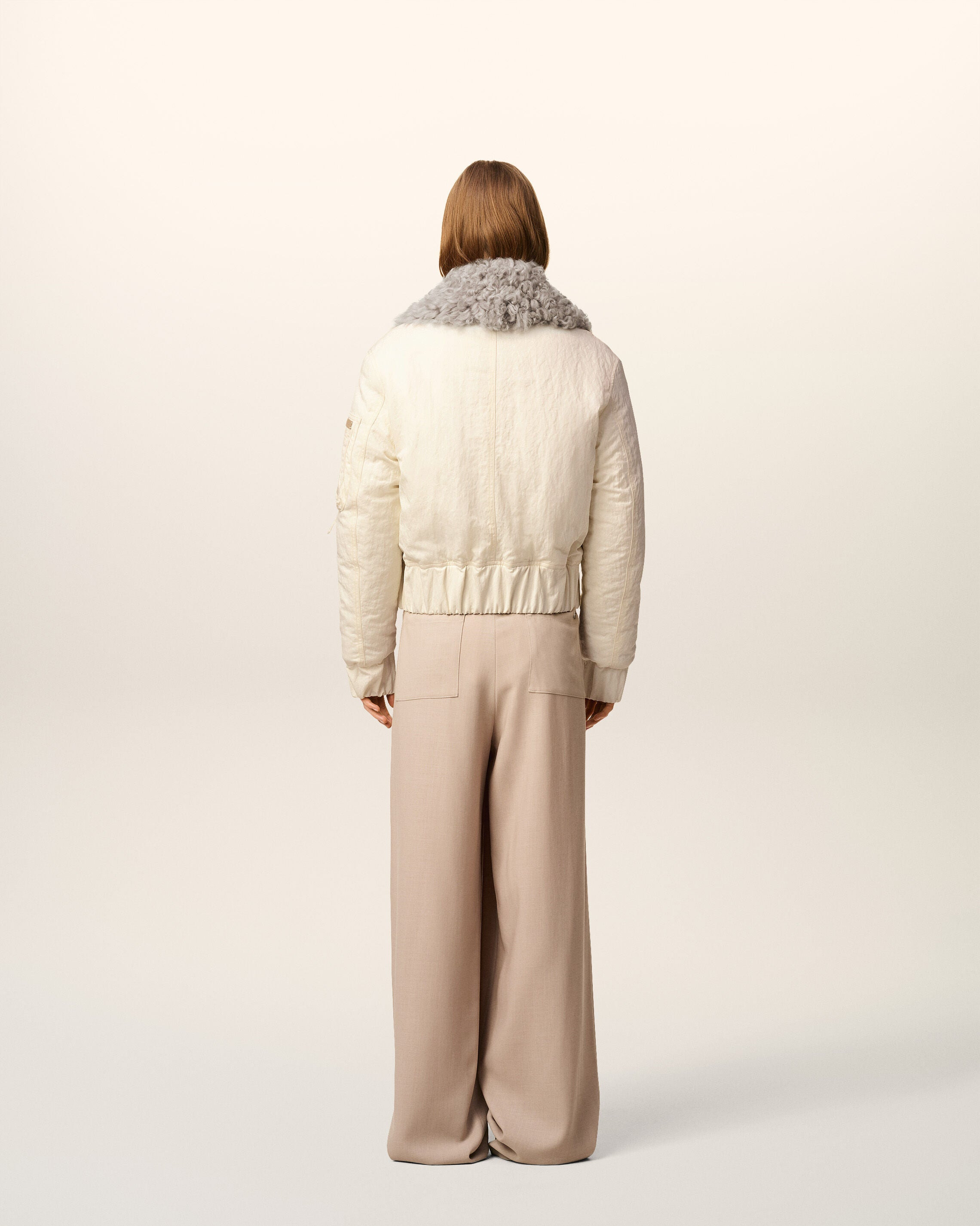 WHITE NYLON PADDED BOMBER - 5