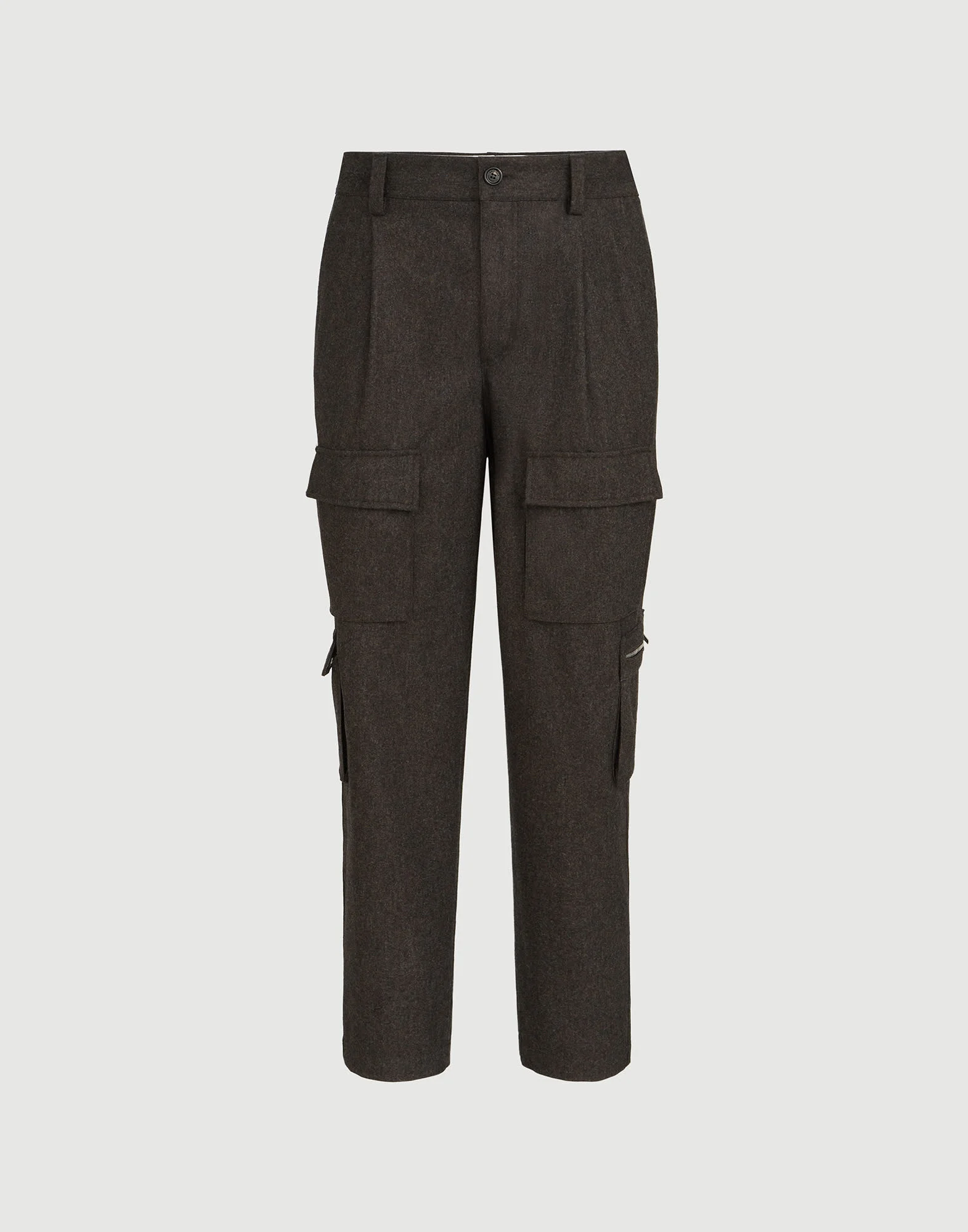 Virgin wool flannel trousers with cargo pockets and waist tabs - 1