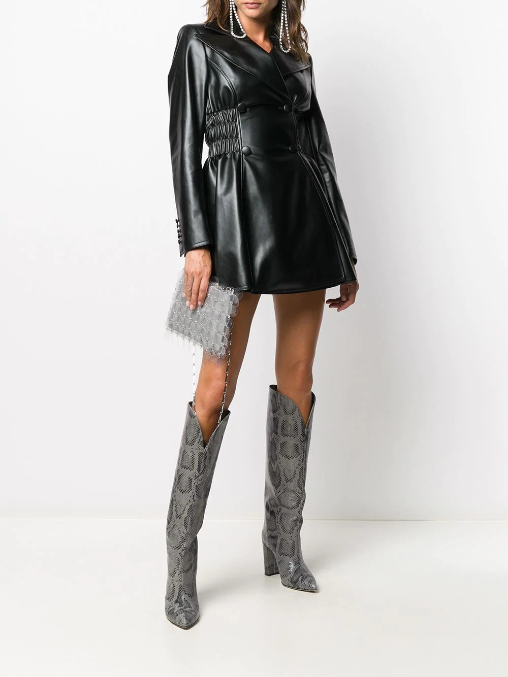 faux-leather mini dress - 2