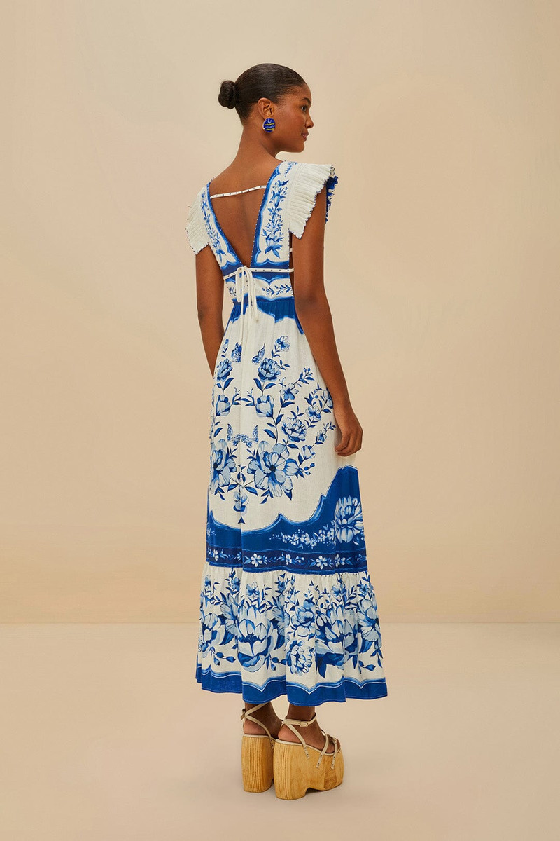 Off-White Porcelain Garden Butterlfy Lenzing™ Ecovero™ Euroflax™ Midi Dress 3