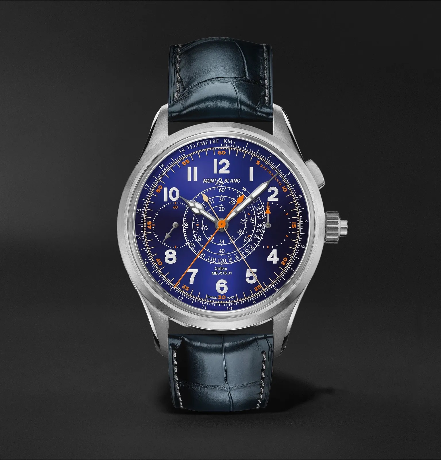 1858 Limited Edition Hand-Wound Split Second Chronograph 44mm Titanium and Alligator Watch, Ref. No. - 1