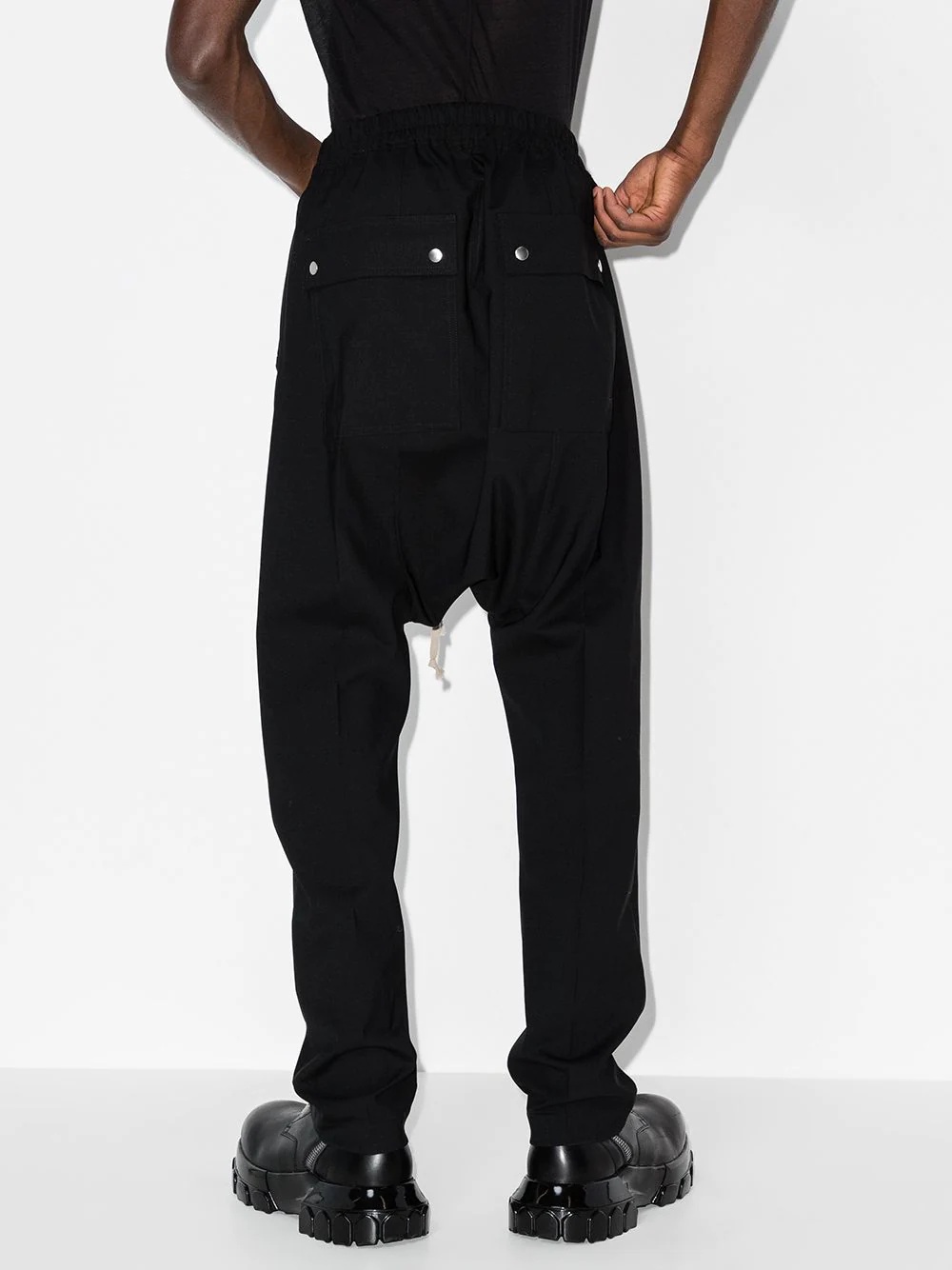 drawstring drop-crotch slim trousers - 3