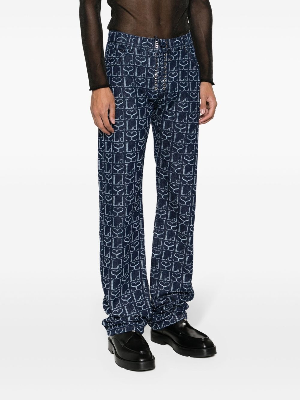 monogram-print straight-leg trousers - 4