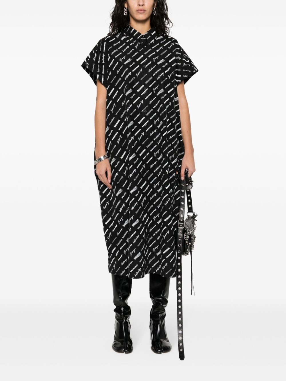 logo-print shirt dress - 2