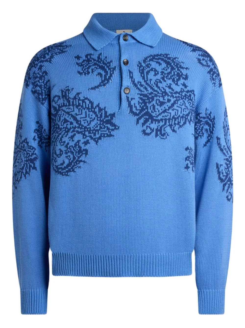jacquard inlays polo sweater - 1