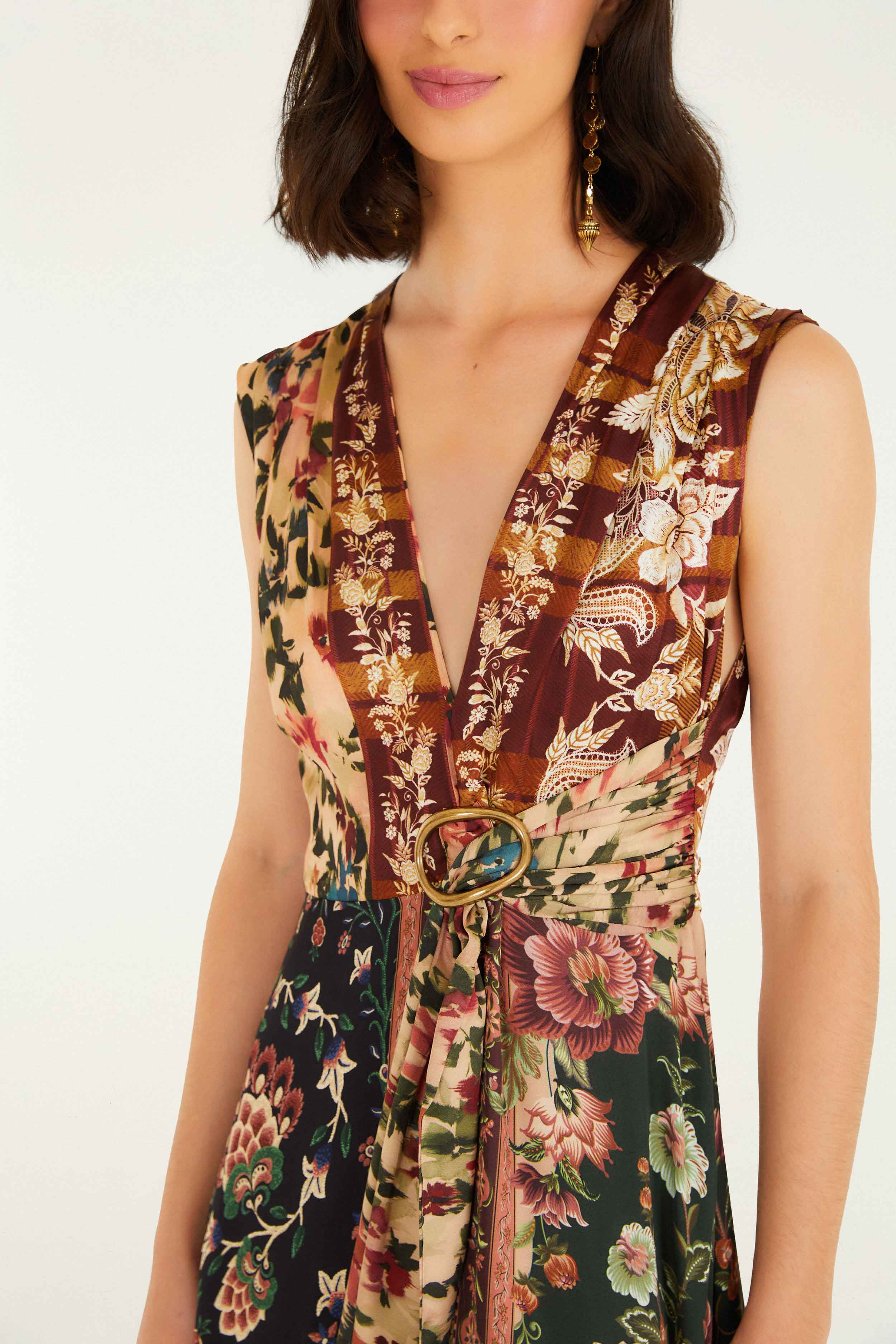 Mixed Winter Garden Lenzing™ Ecovero™ Viscose Sleeveless Maxi Dress - 3