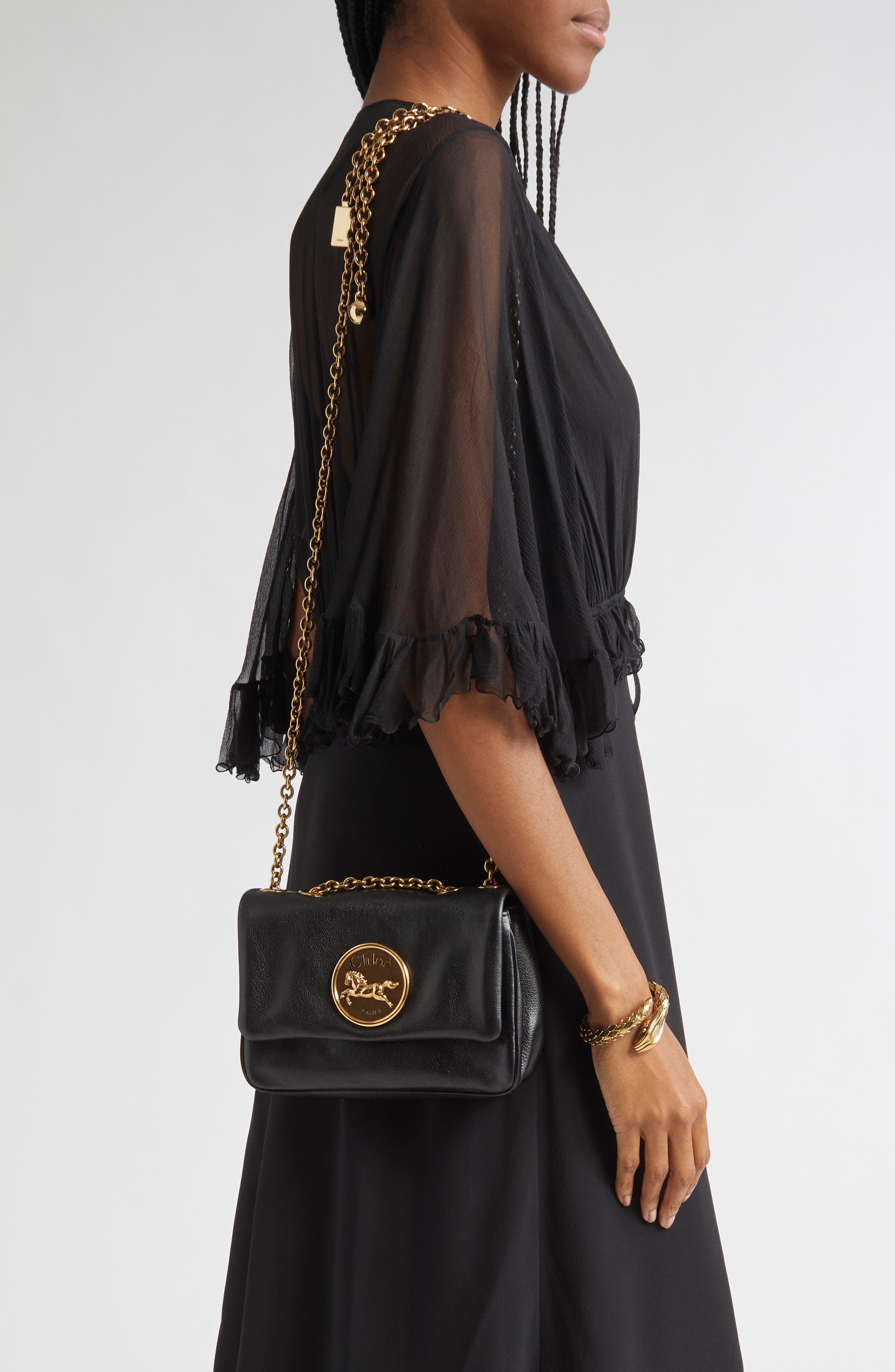 Chloé Heritage Leather Shoulder Bag in Black at Nordstrom - 2