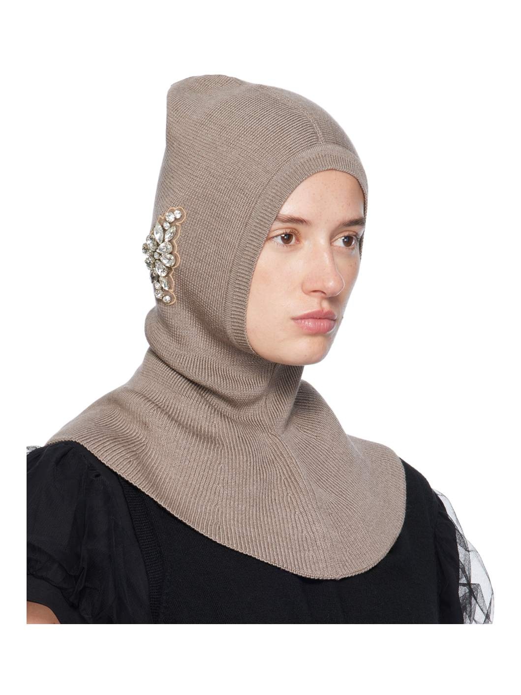 Gray Embellished Pointed Balaclava - 2
