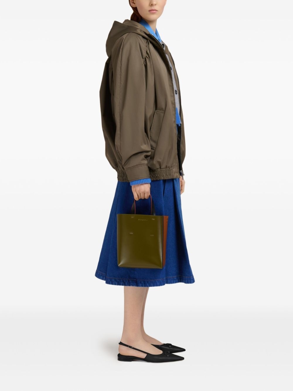 colour-block leather tote bag - 2
