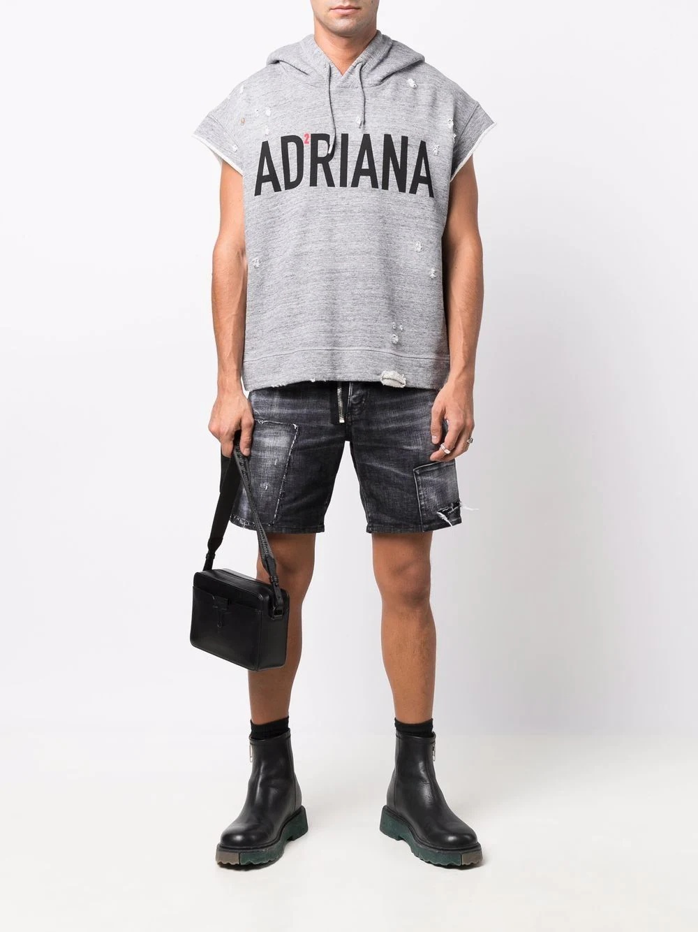 Adriana distressed sleeveless hoodie - 2