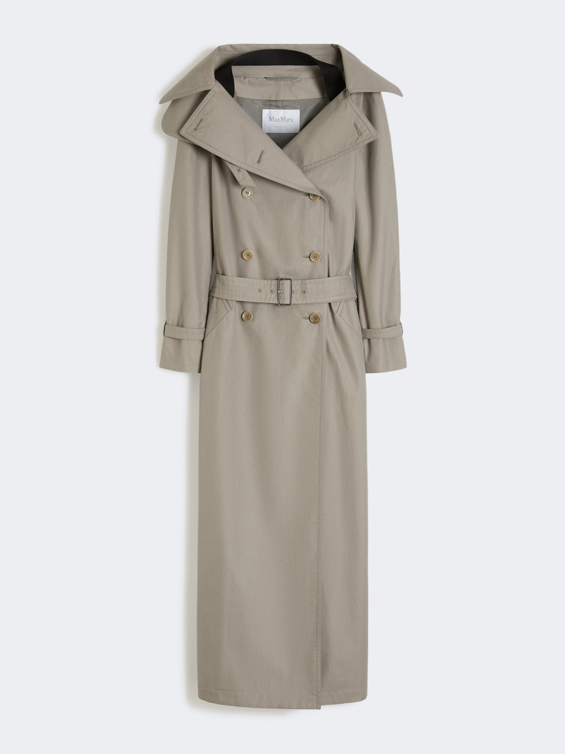 PANCIA Long water-repellent cotton twill trench coat - MEDIUM GREY 1