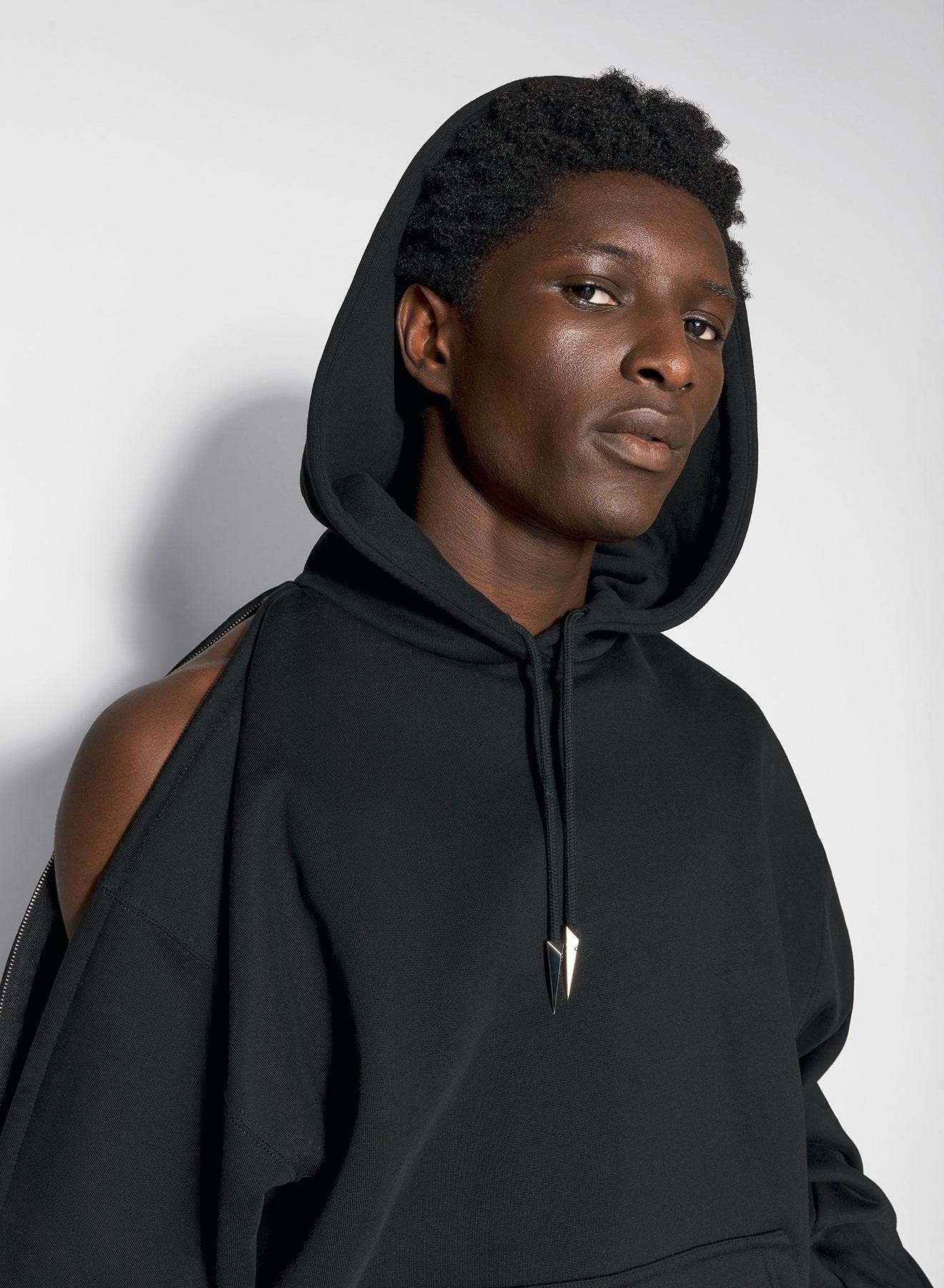 black zipped sleeves hoodie - 3