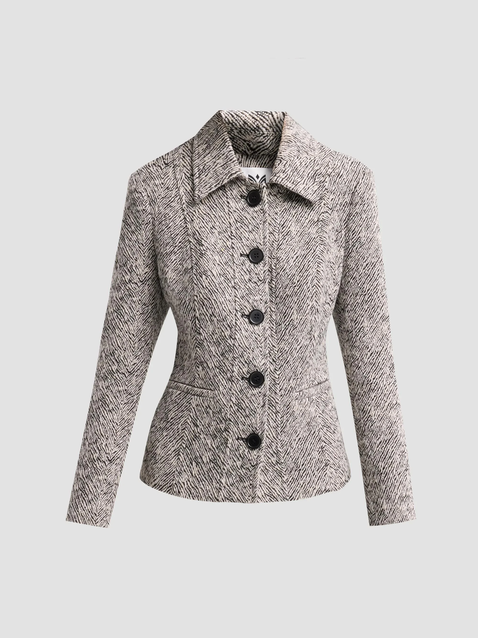 Women's Esme Herringbone Structured Jacket - Grey - 1