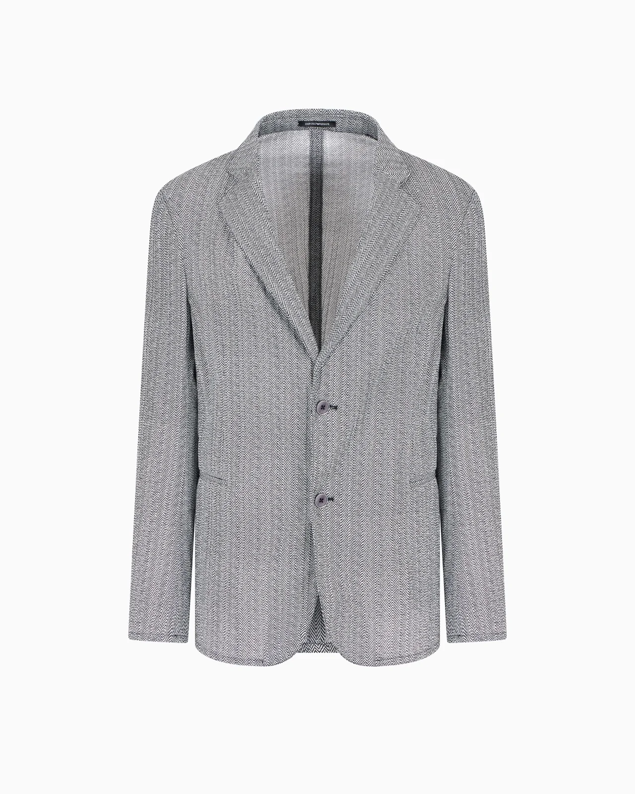 SINGLE-BREASTED BLAZER IN A CHEVRON-PRINT SEERSUCKER FABRIC - 1