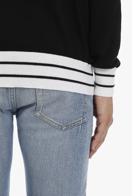 Black wool sweater with embroidered white Balmain logo - 8