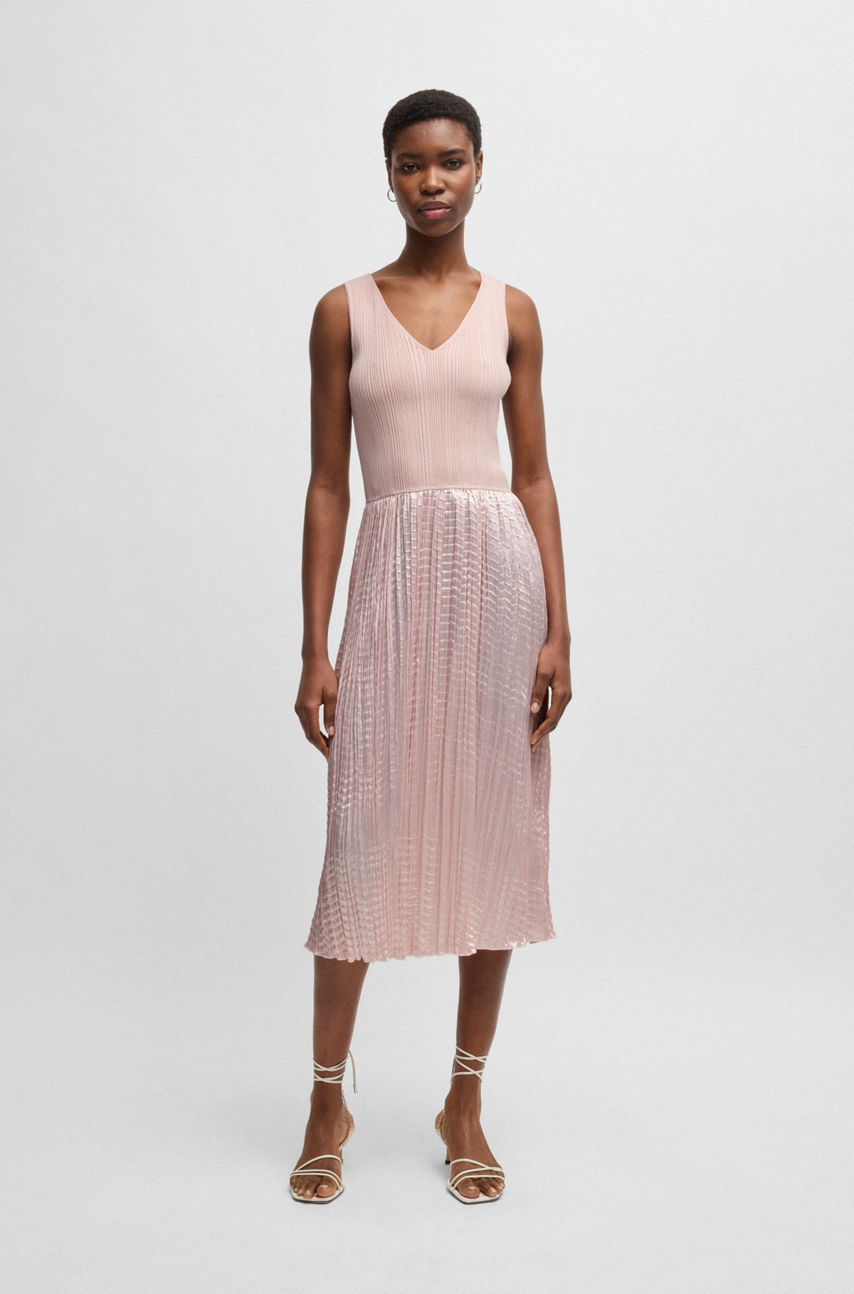 KNITTED DRESS WITH LUSTROUS STRUCTURED SKIRT - 2