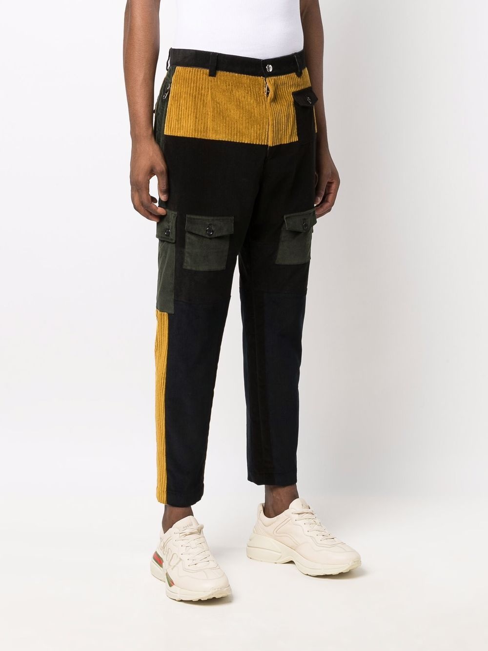 corduroy-panel trousers - 3