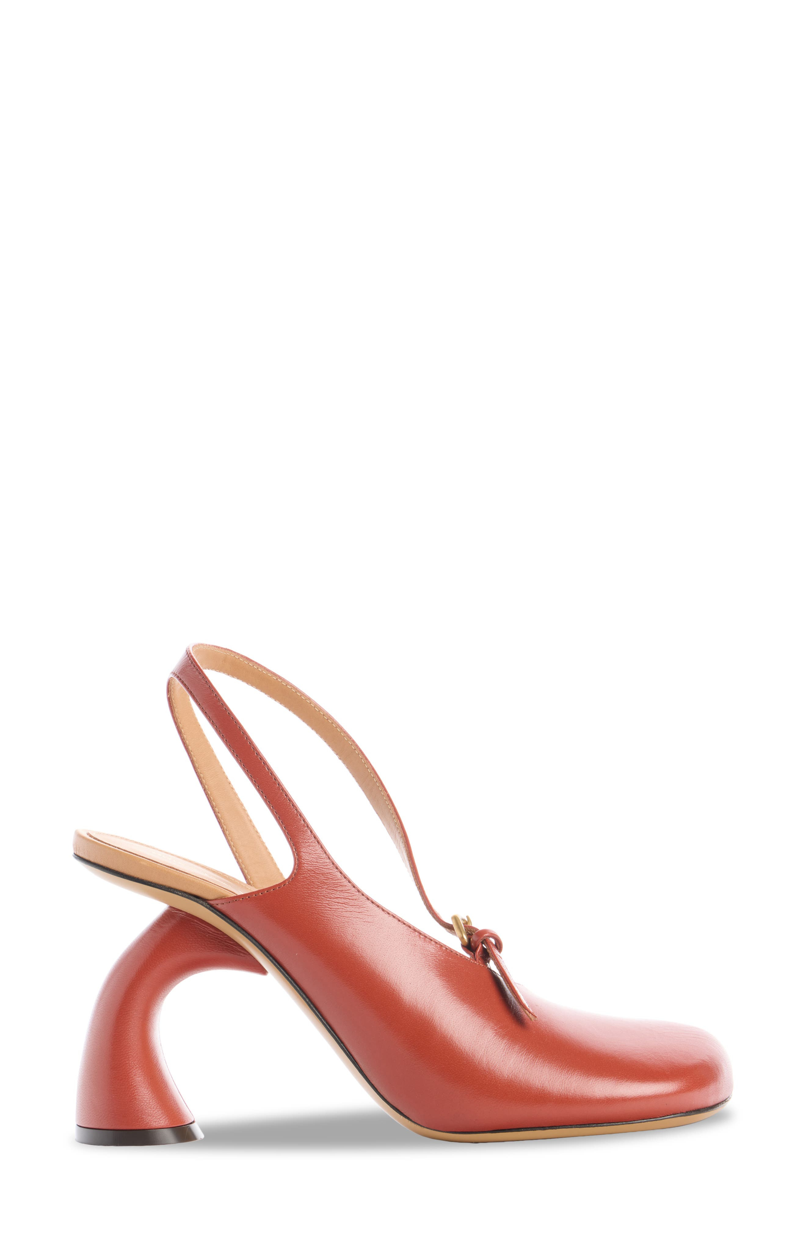Dries Van Noten Arched Heel Asymmetric Square Toe Pump in Brique 360 at Nordstrom - 3