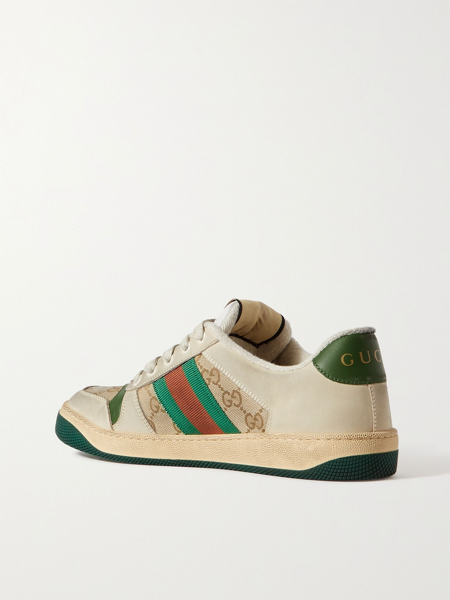 Screener suede, distressed leather and canvas sneakers Beige - 3