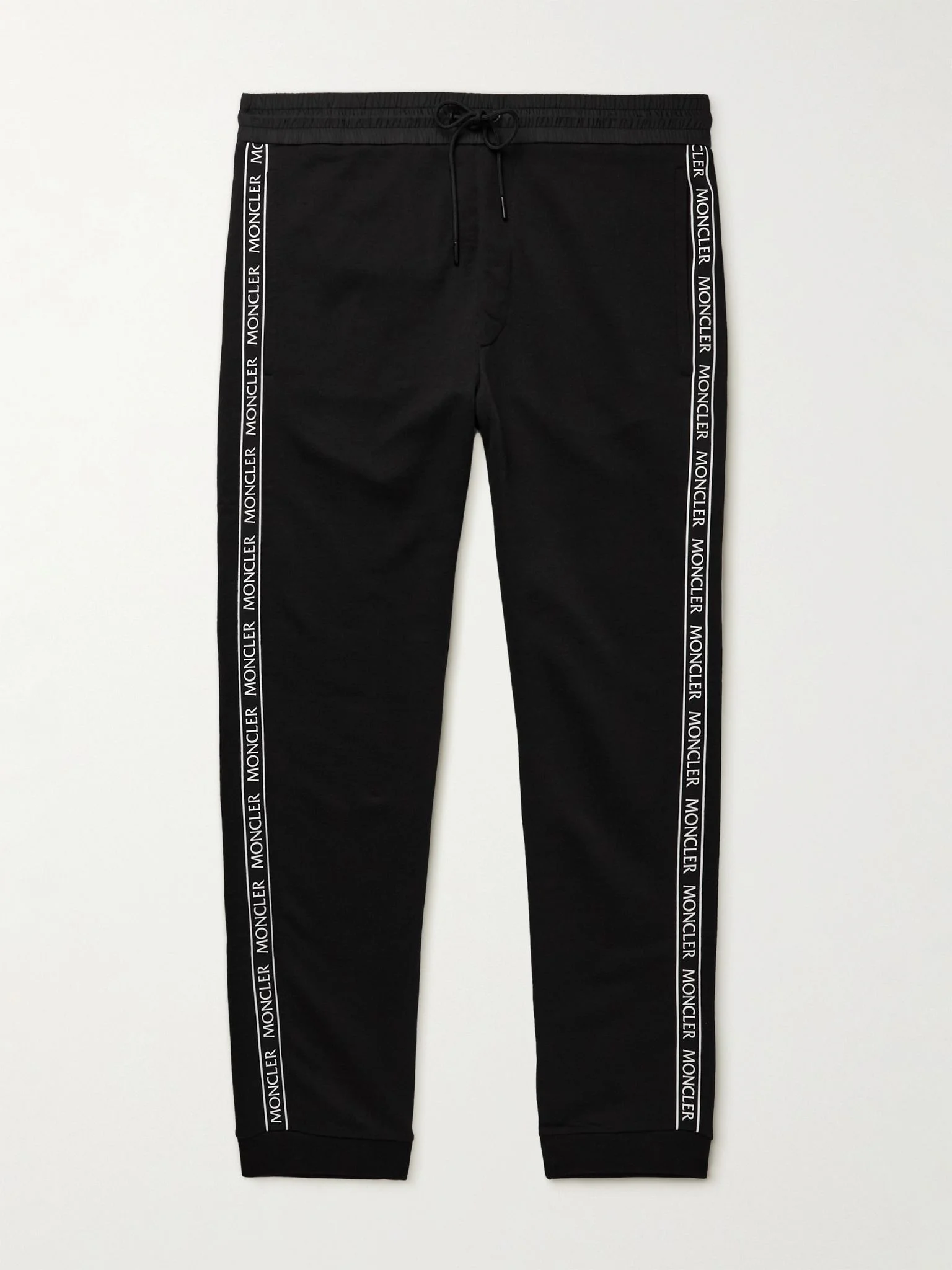 Slim-Fit Tapered Logo-Appliquéd Cotton-Jersey Sweatpants Black - 1