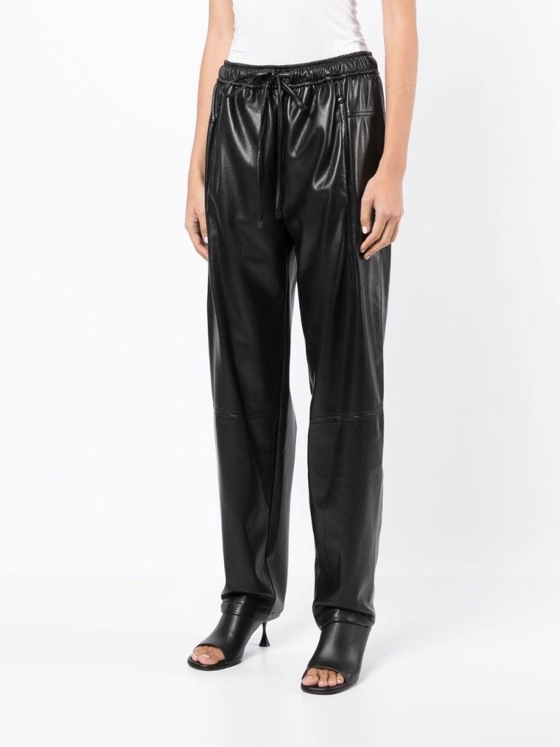 faux-leather drawstring trousers - 3