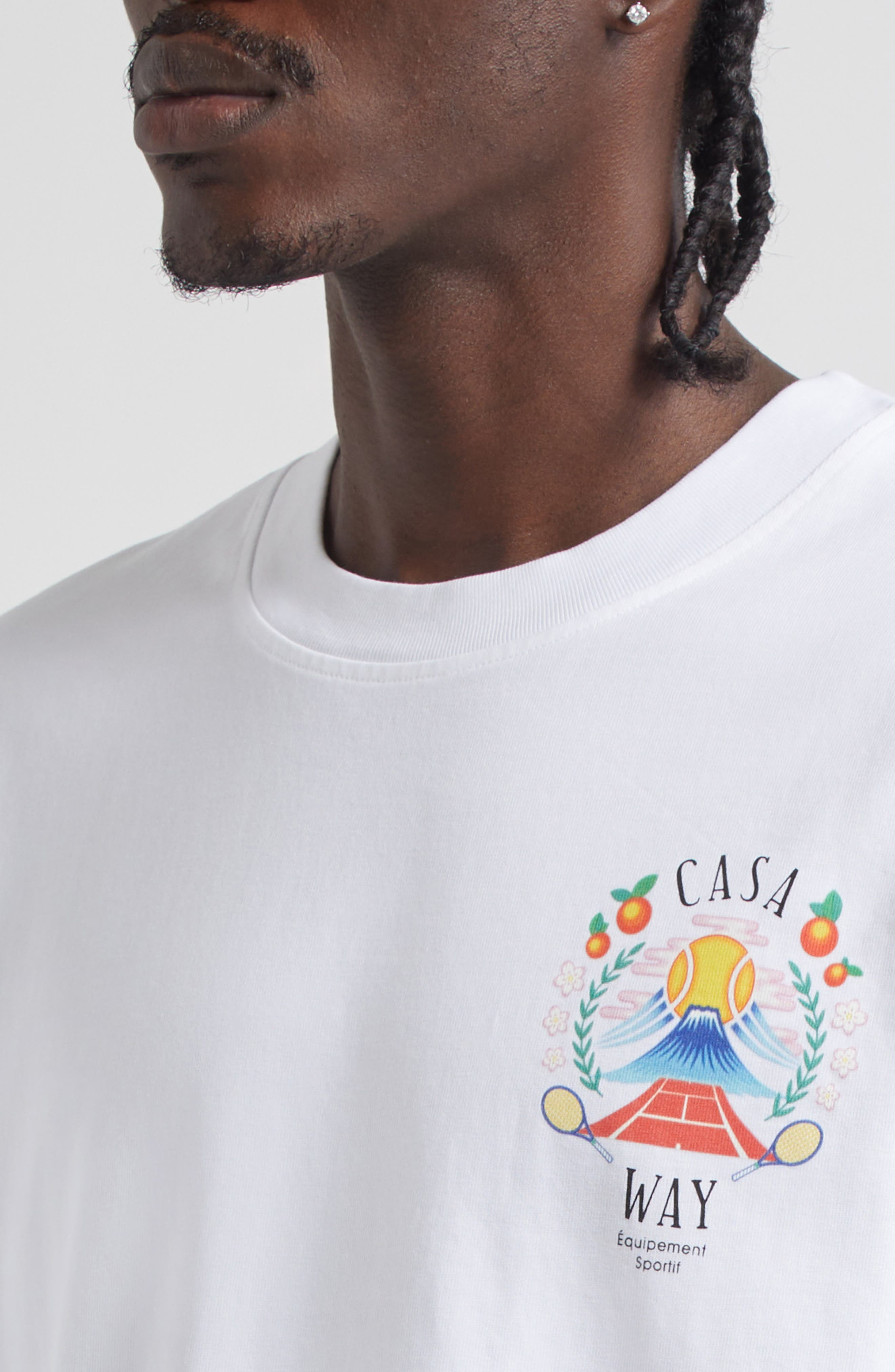Casablanca Casa Way Mountain Graphic T-Shirt in White Jersey Casa Way Mountain at Nordstrom - 4
