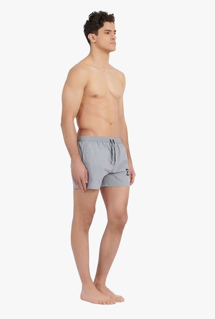 Gray swimsuit with black Balmain logo print - 6