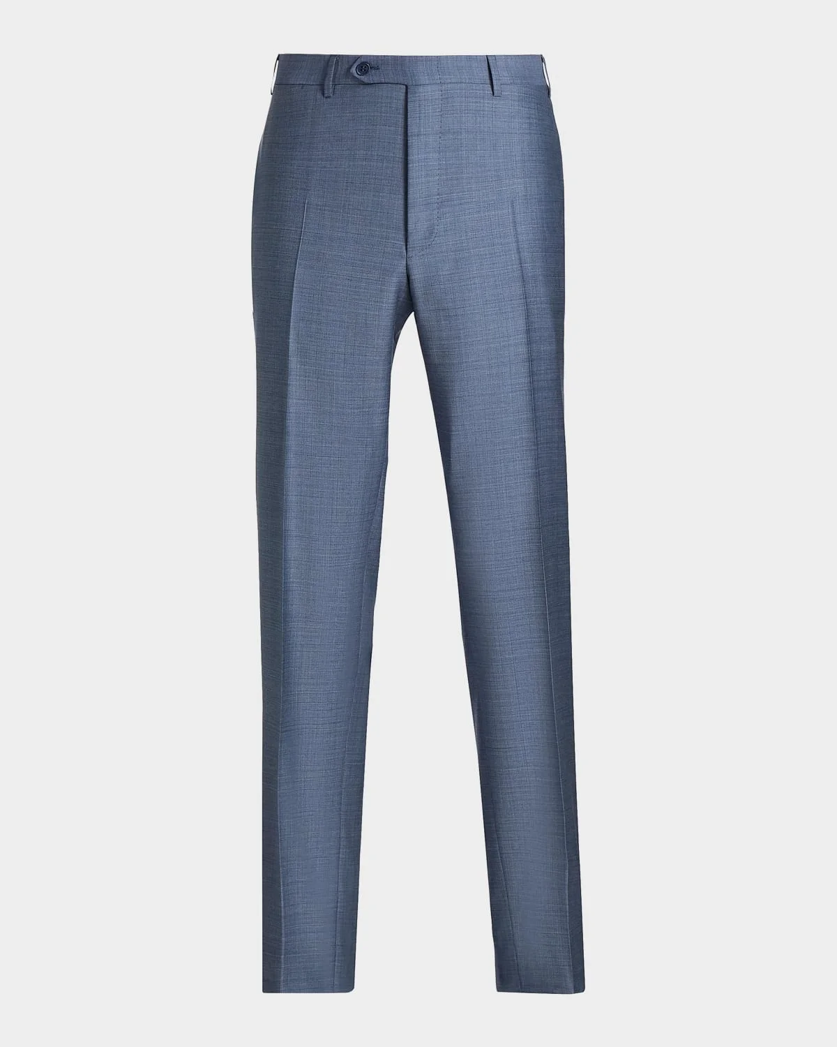 Men's Wool Denim-Effect Flat Front Trousers - 1