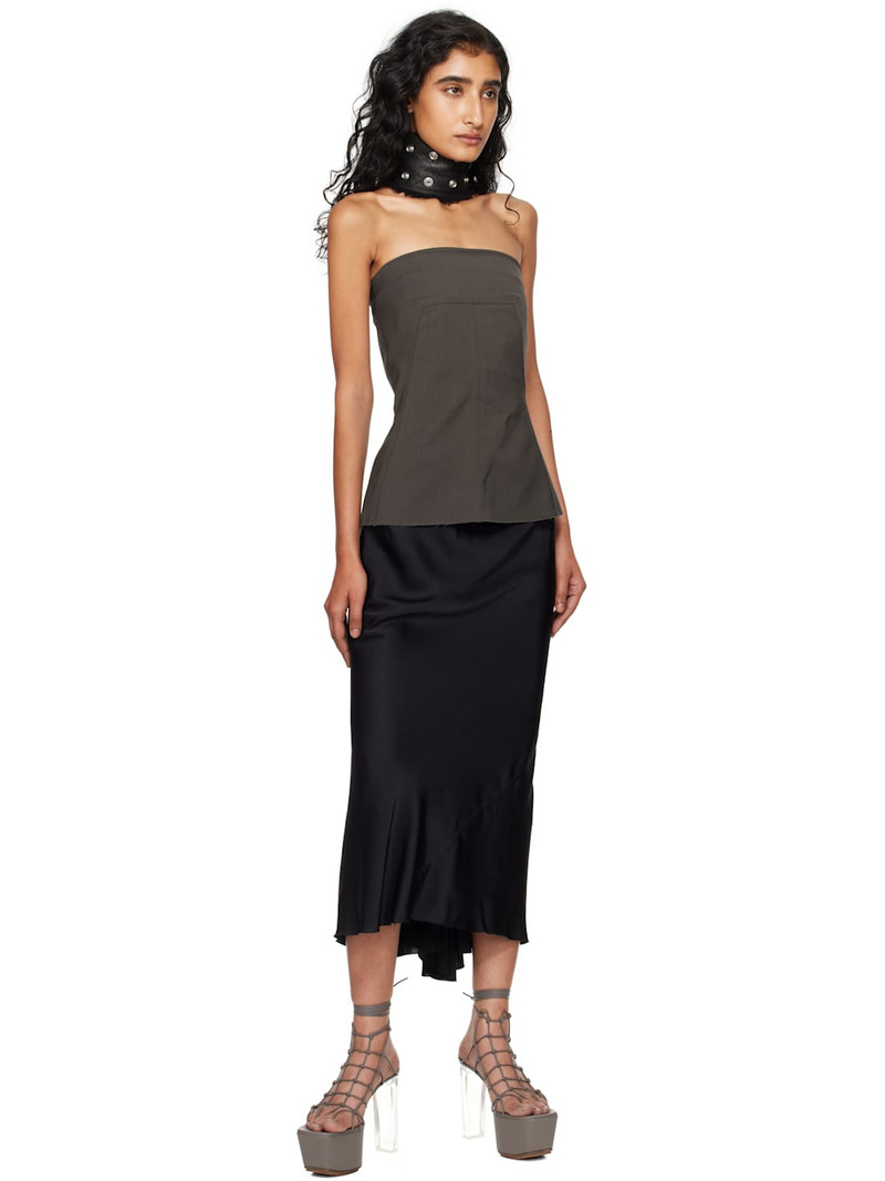 Rick Owens Black Concordians A Line Bias Midi Skirt outlook
