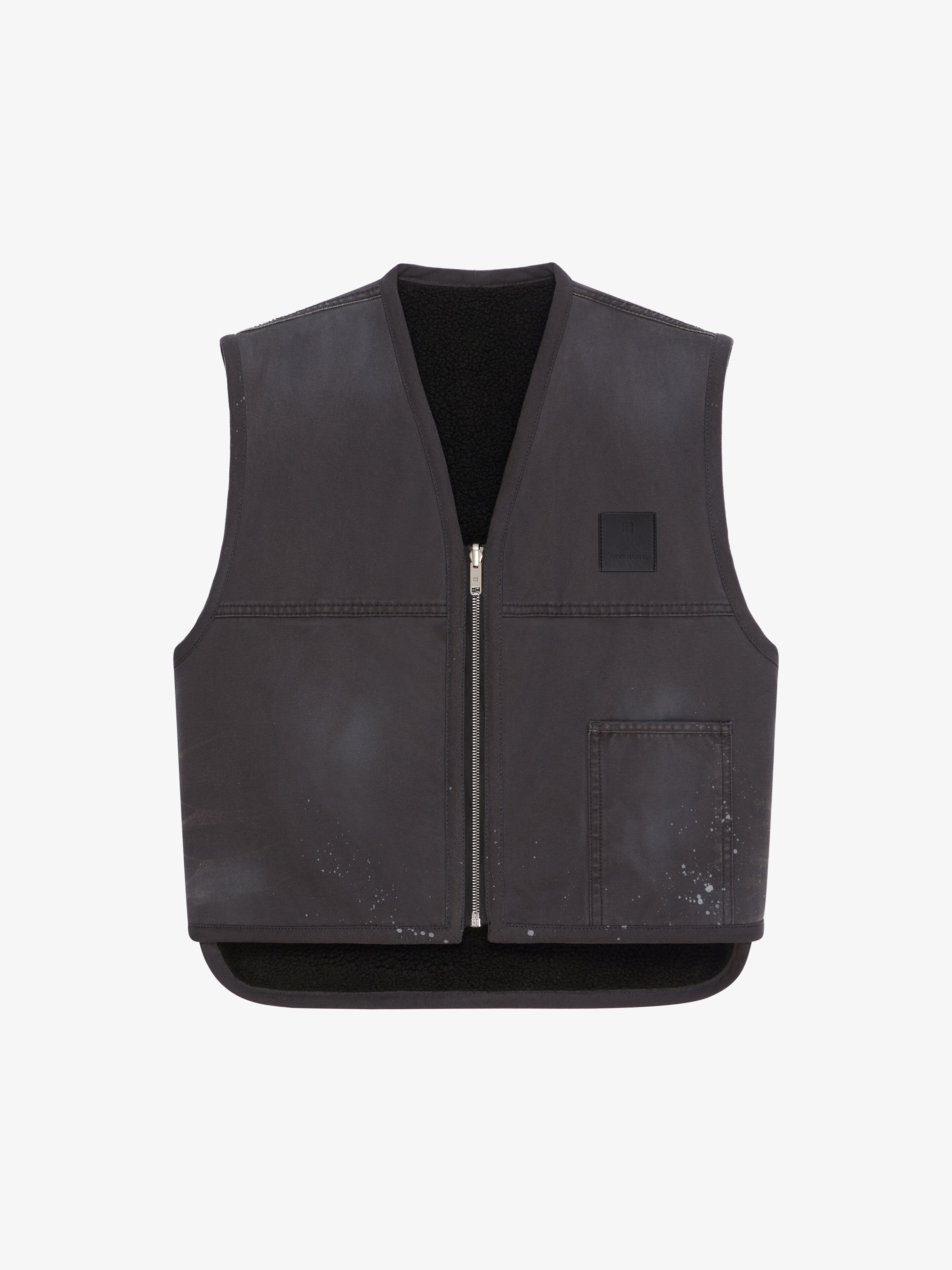 REVERSIBLE WAISTCOAT IN COTTON WITH SHEARLING EFFECT - 1