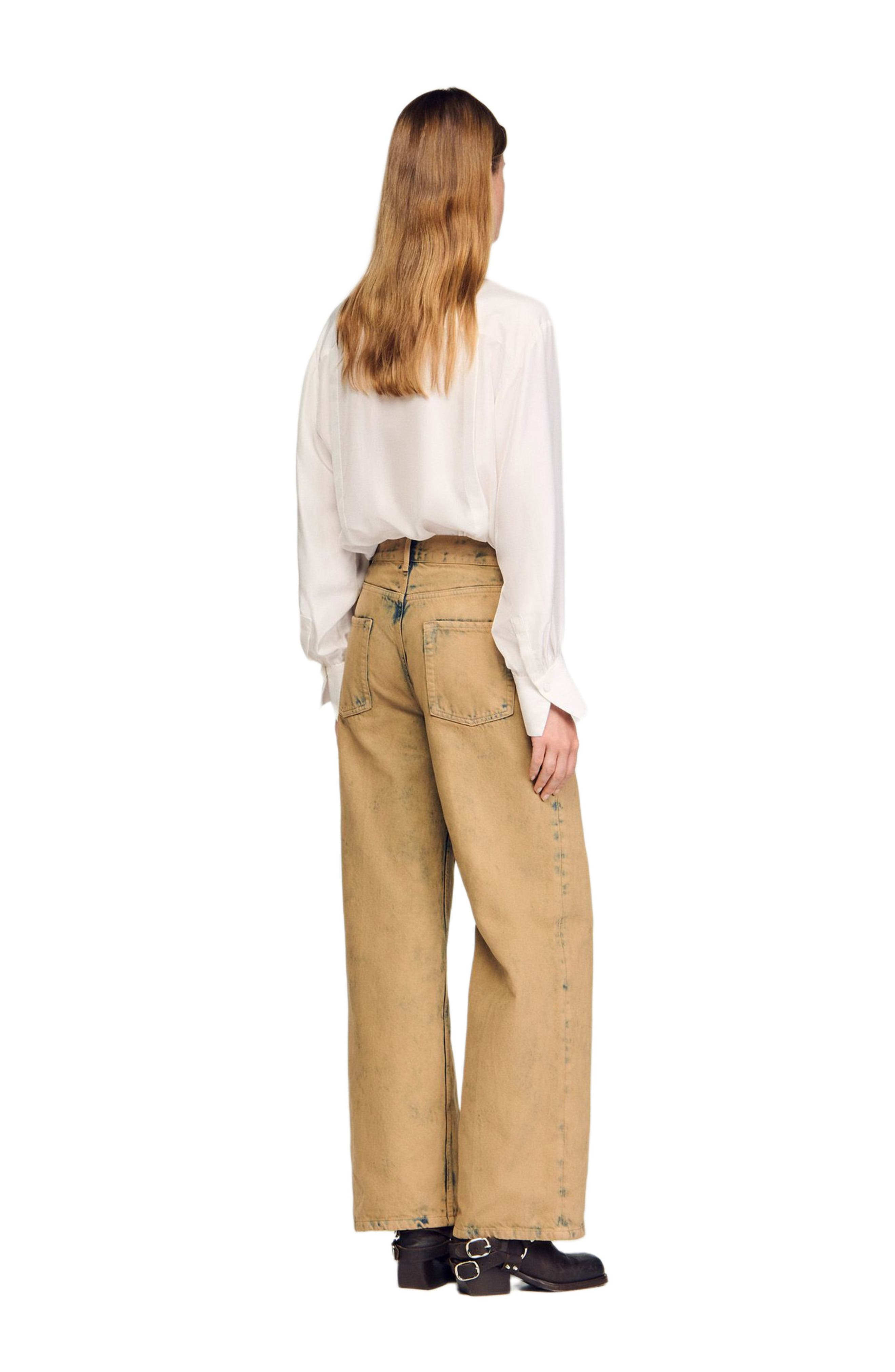 SANDRO Faded wide-leg jeans in Beige at Nordstrom - 3