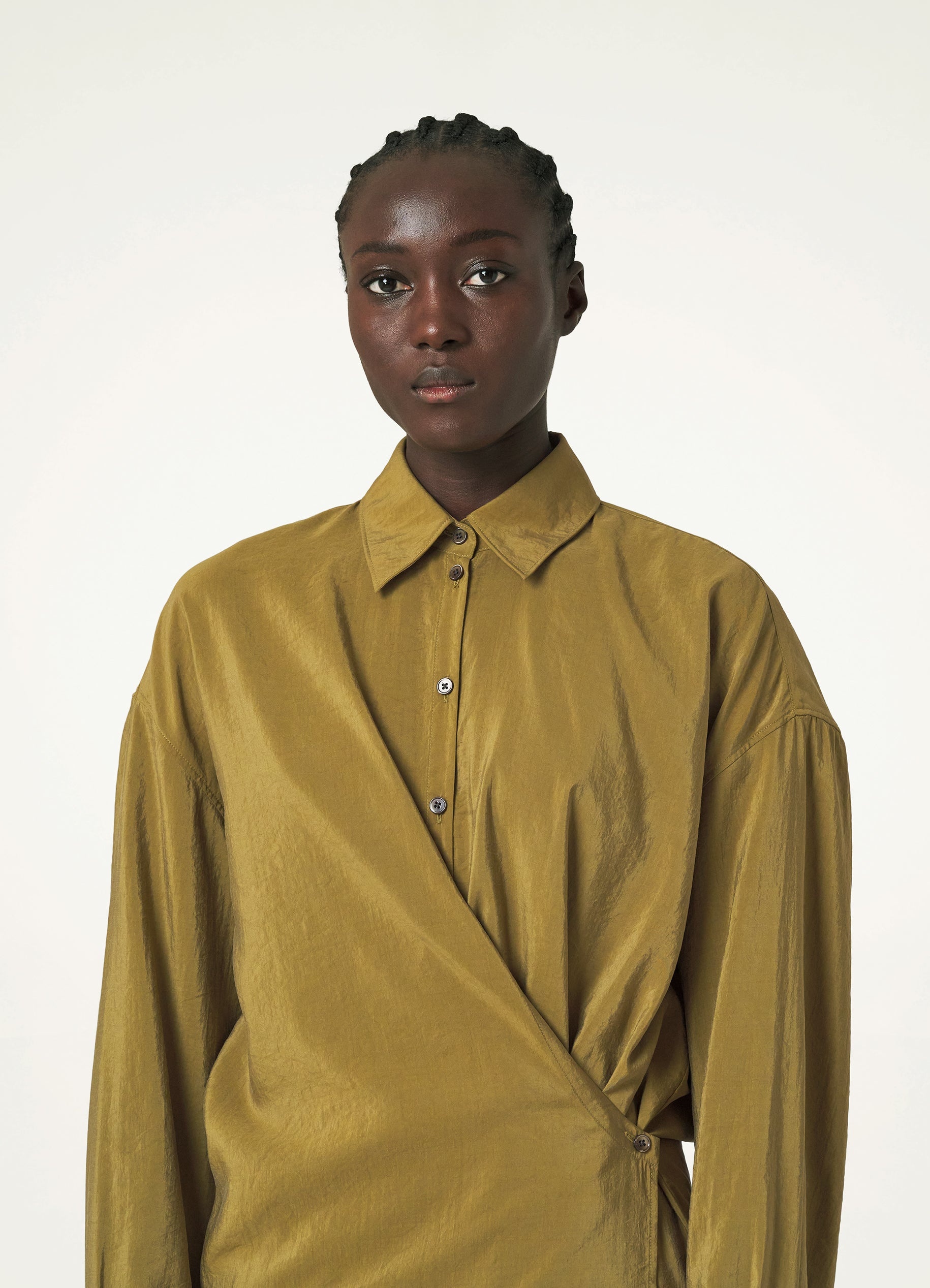 STRAIGHT COLLAR TWISTED DRESS - 4