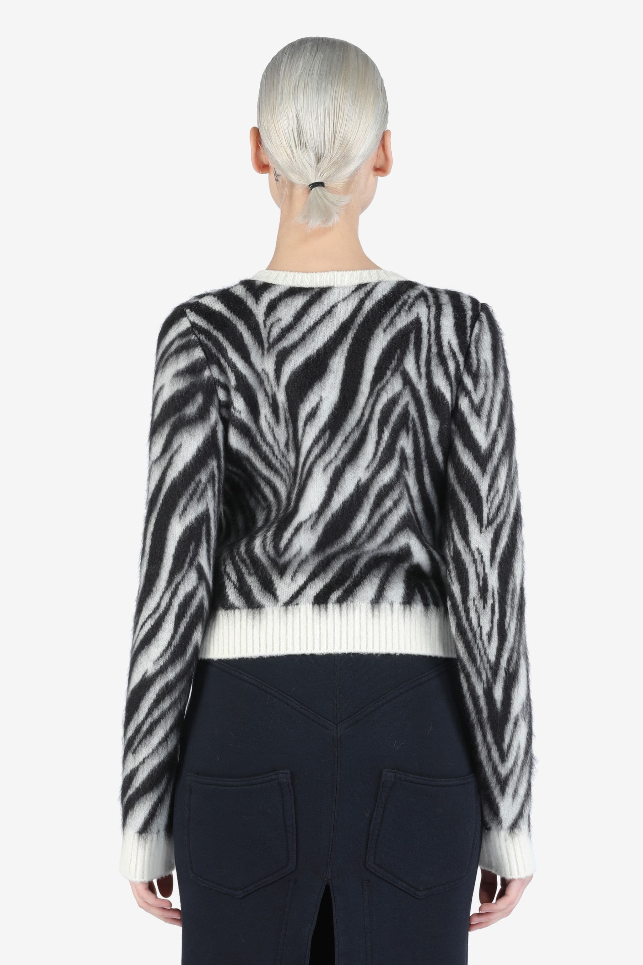 ZEBRA-JACQUARD CROPPED SWEATER - 2