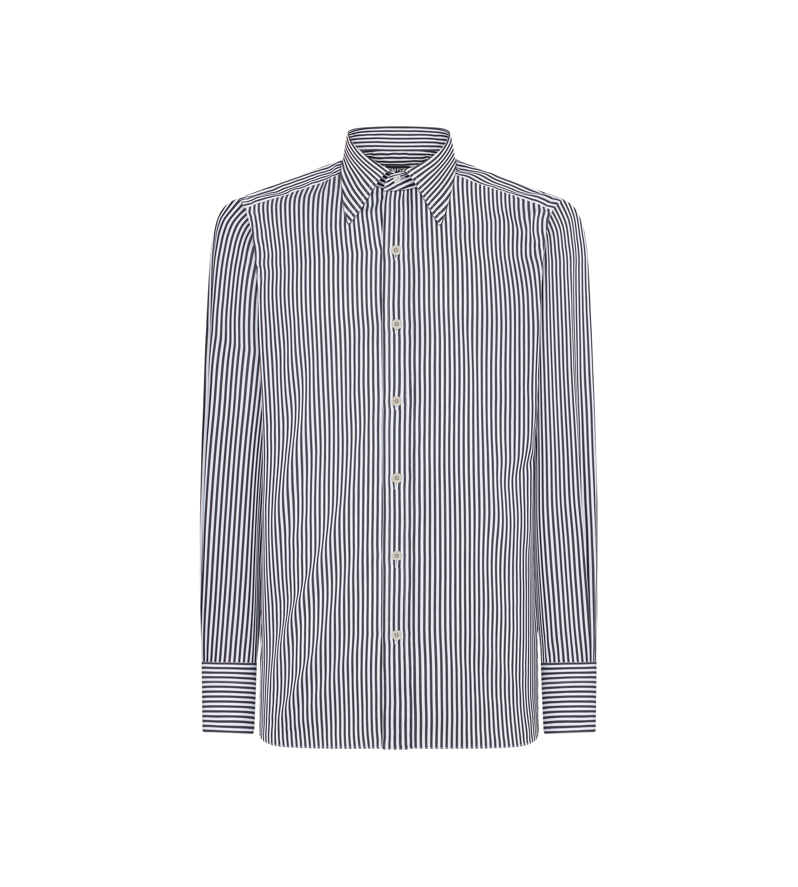 SILK COTTON STRIPE SLIM FIT SHIRT - 1