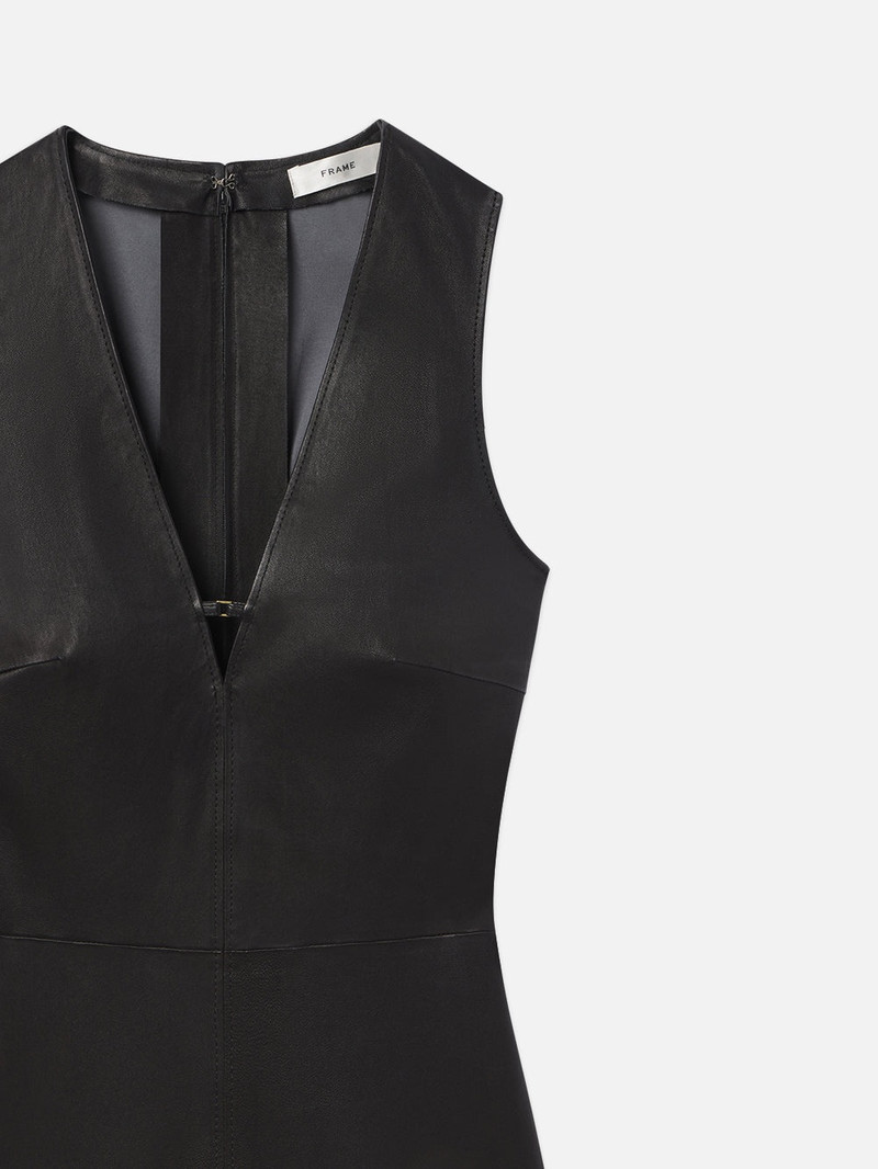 Leather Keyhole Dress in Black 3