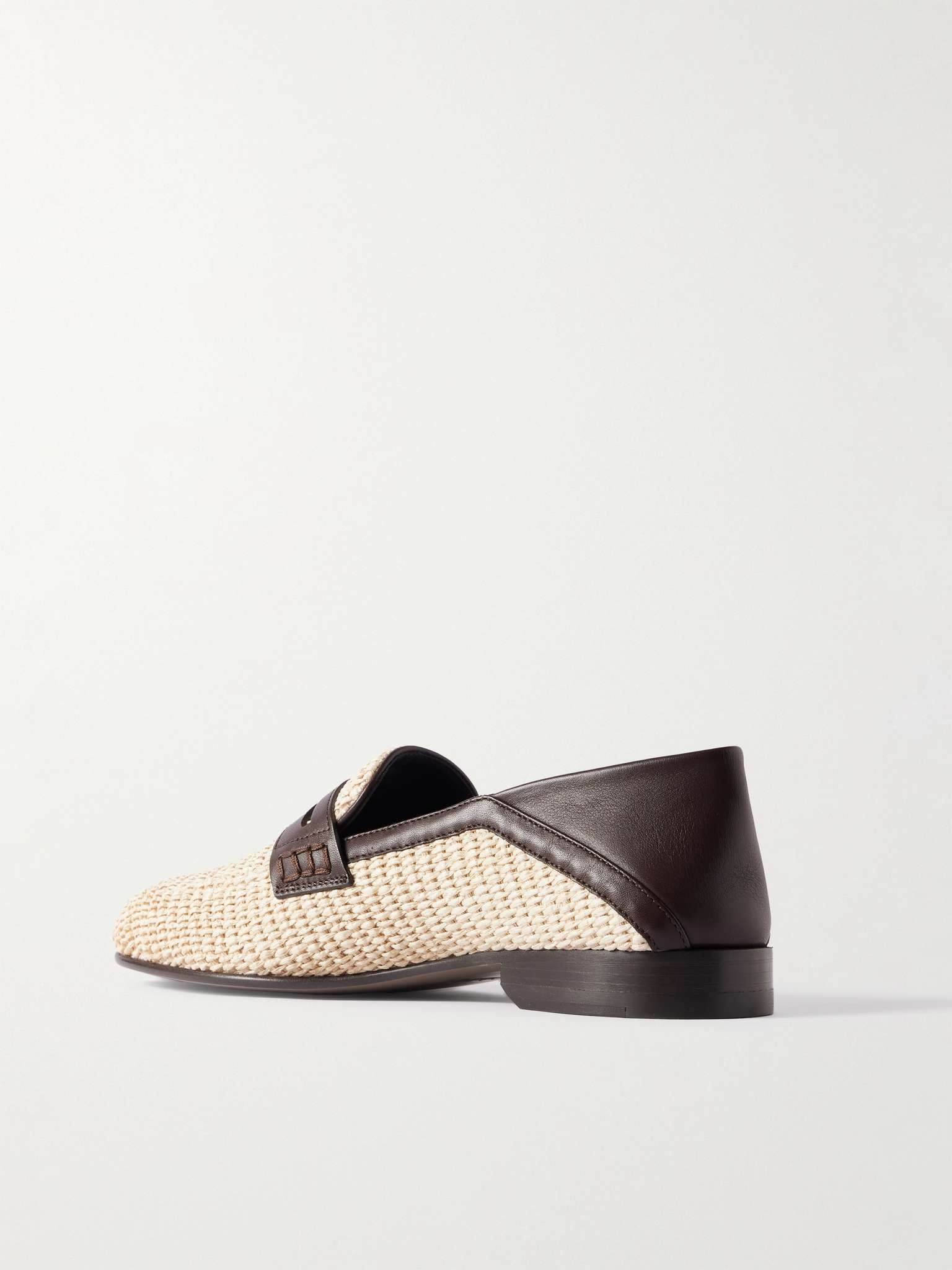 Padstow Collapsible-Heel Leather-Trimmed Raffia Loafers - 4