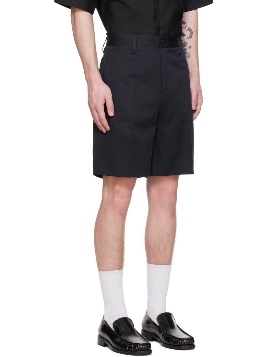 Navy Creased Shorts - 2