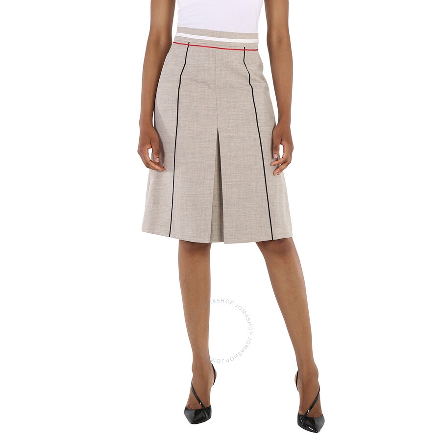 Burberry Ladies Ecru Box Pleat Detail Skirt - 3