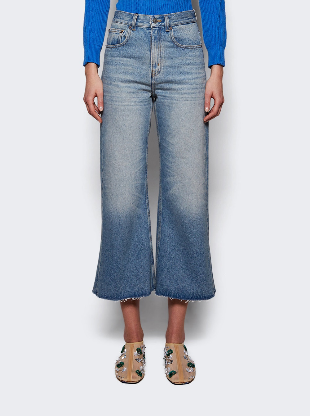 Wide Leg Cropped Jean Pale Blue - 3