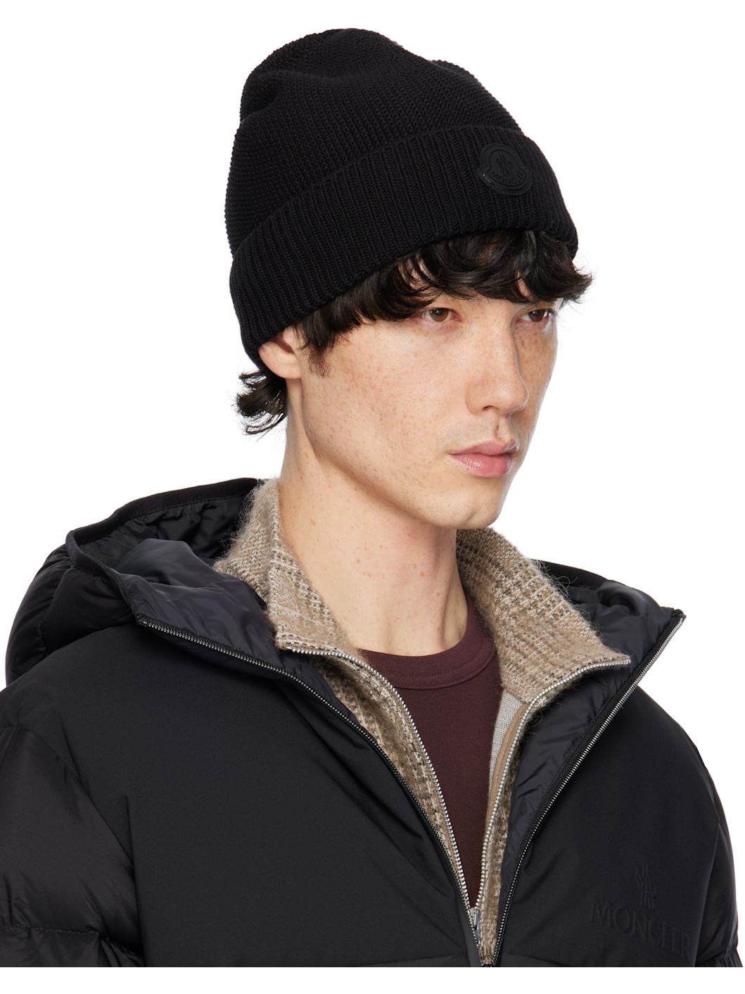 Black Logo Patch Beanie - 2