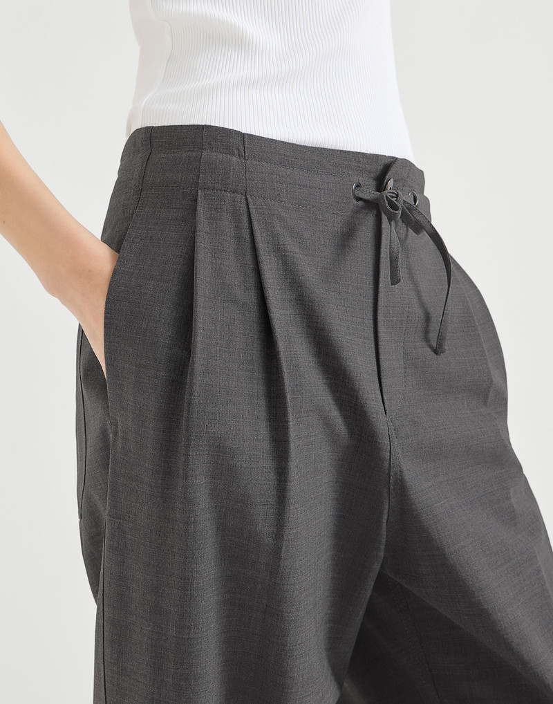 Tropical luxury wool tailored track trousers 4