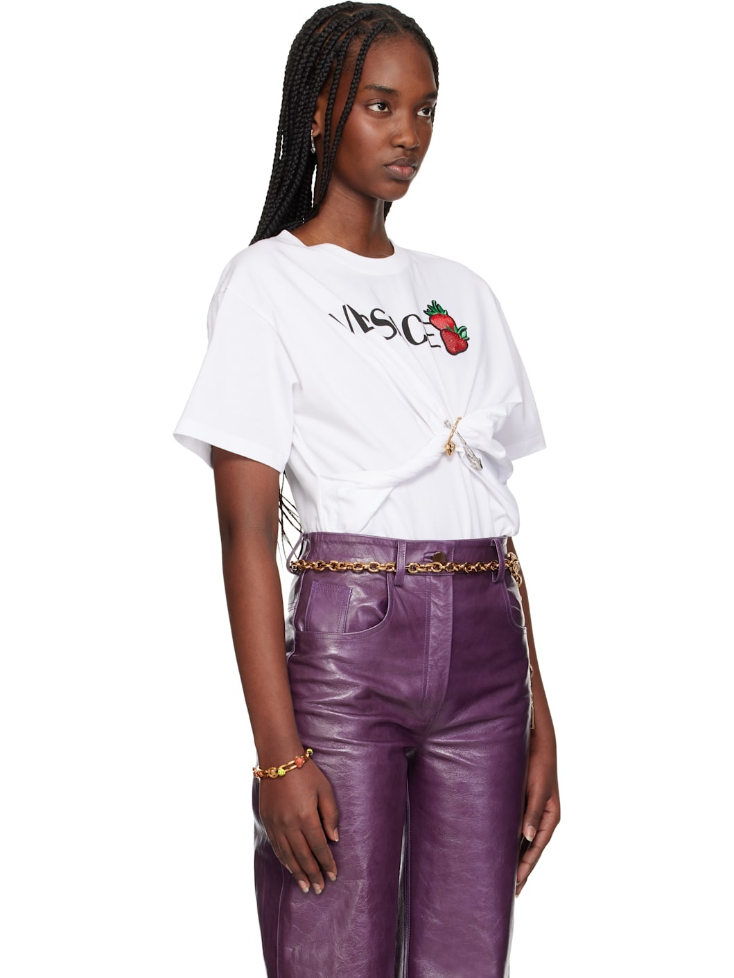 White Embroidered Safety Pin T-shirt - 2