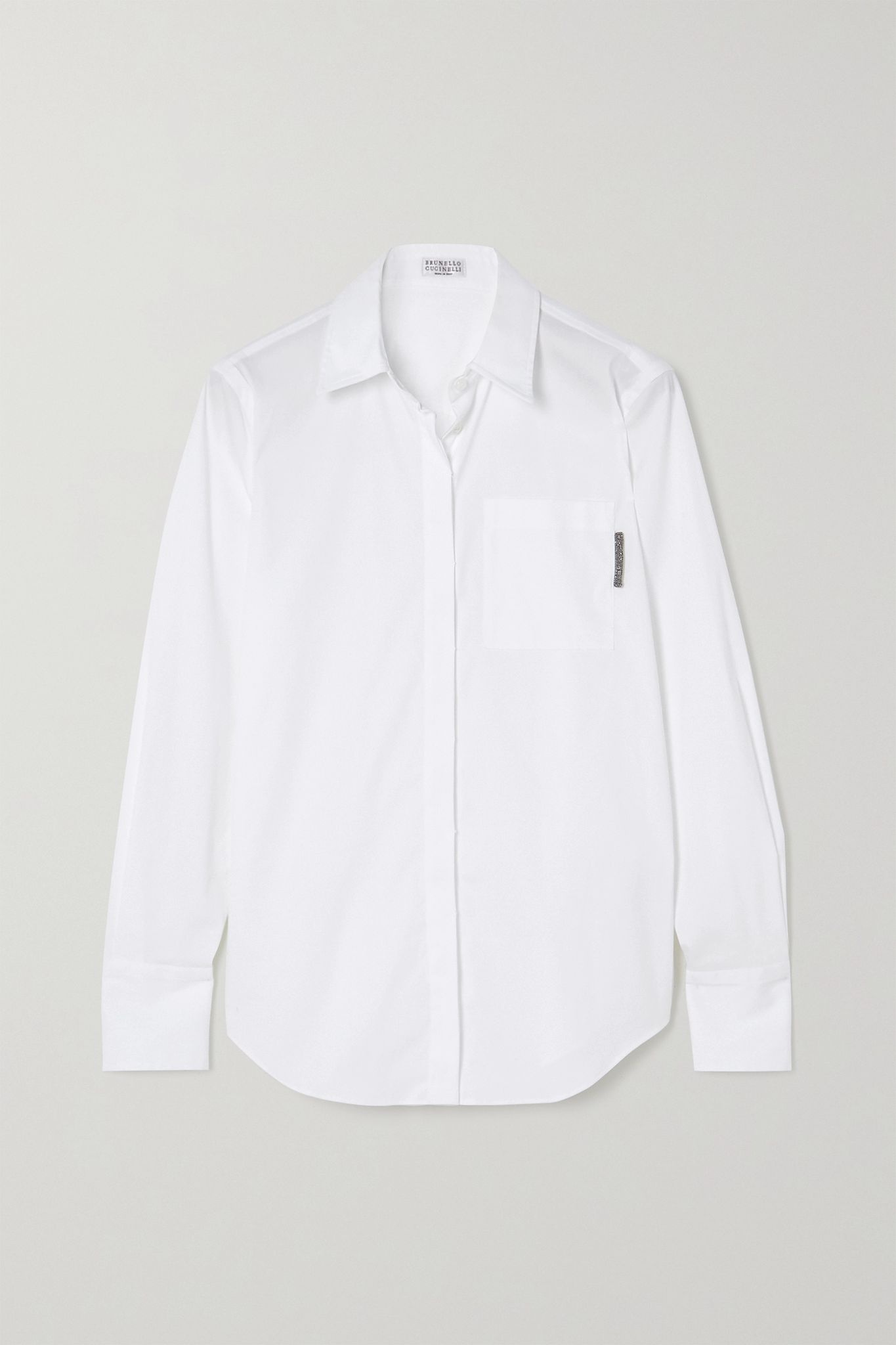 Bead-embellished cotton-blend Oxford shirt - 1