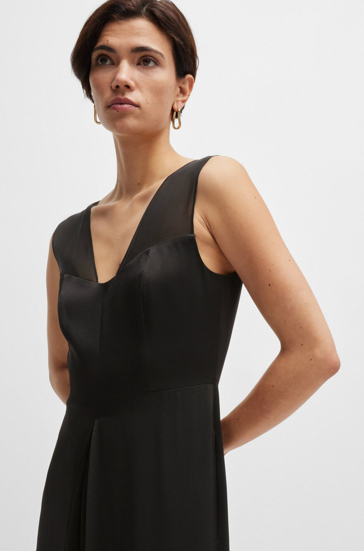 JUMPSUIT IN LUSTROUS FABRIC WITH LAYERED EFFECT - 5