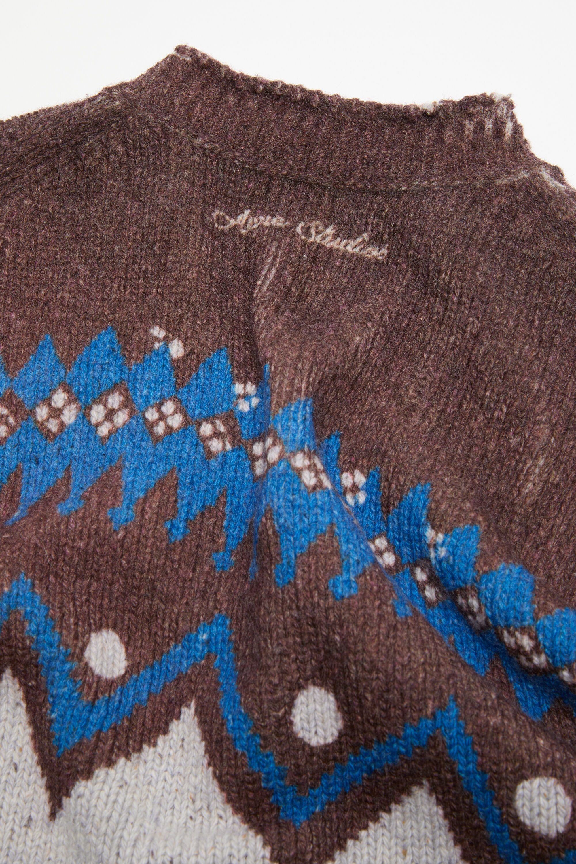 Jacquard wool cardigan - Brown/multi - 5