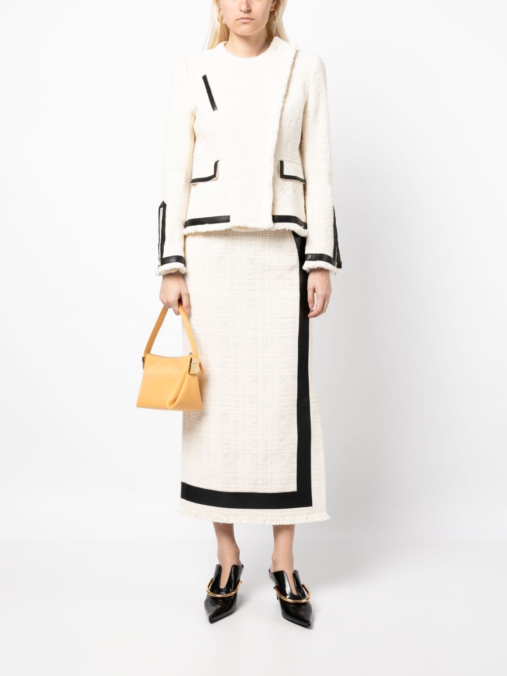 high-waisted striped tweed skirt - 2